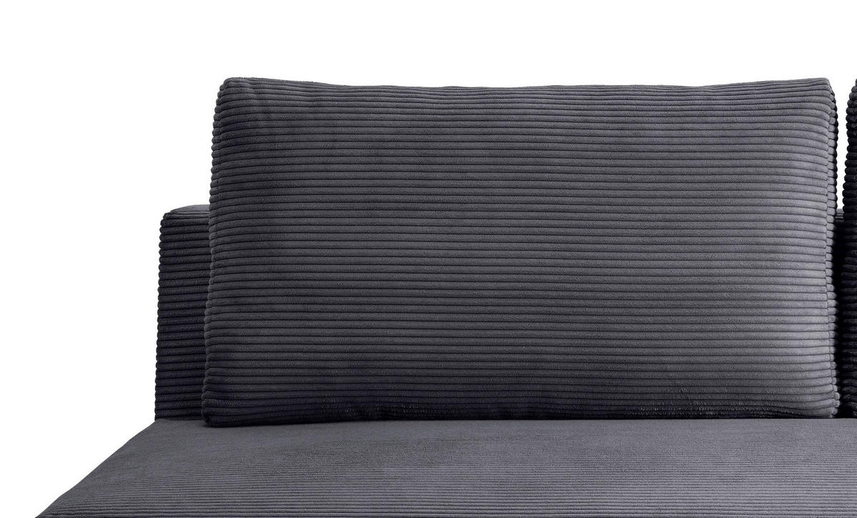 SCHLAFSOFA in Cord Grau  - Schwarz/Grau, Modern, Textil/Metall (198/90/100cm) - Livetastic