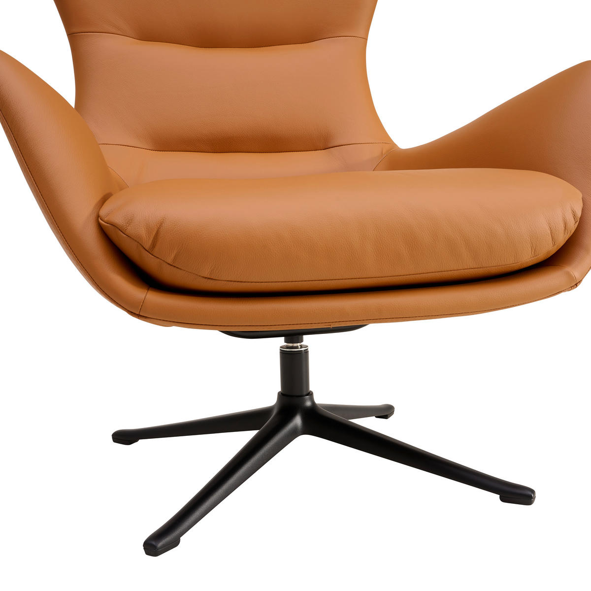 OHRENSESSEL in Echtleder Cognac  - Cognac/Schwarz, Design, Leder/Metall (84/104/96cm) - home24