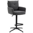 BARHOCKER Cord Anthrazit Eisen Stoffauswahl, Sitzfläche 360° drehbar, inklusive Armlehnen  - Anthrazit/Schwarz, Design, Textil/Metall (54/98-120/58cm) - Novel