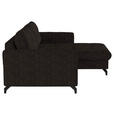 ECKSOFA in Flachgewebe, Leinenoptik Dunkelbraun  - Dunkelbraun/Schwarz, Design, Textil/Metall (242/170cm) - Xora