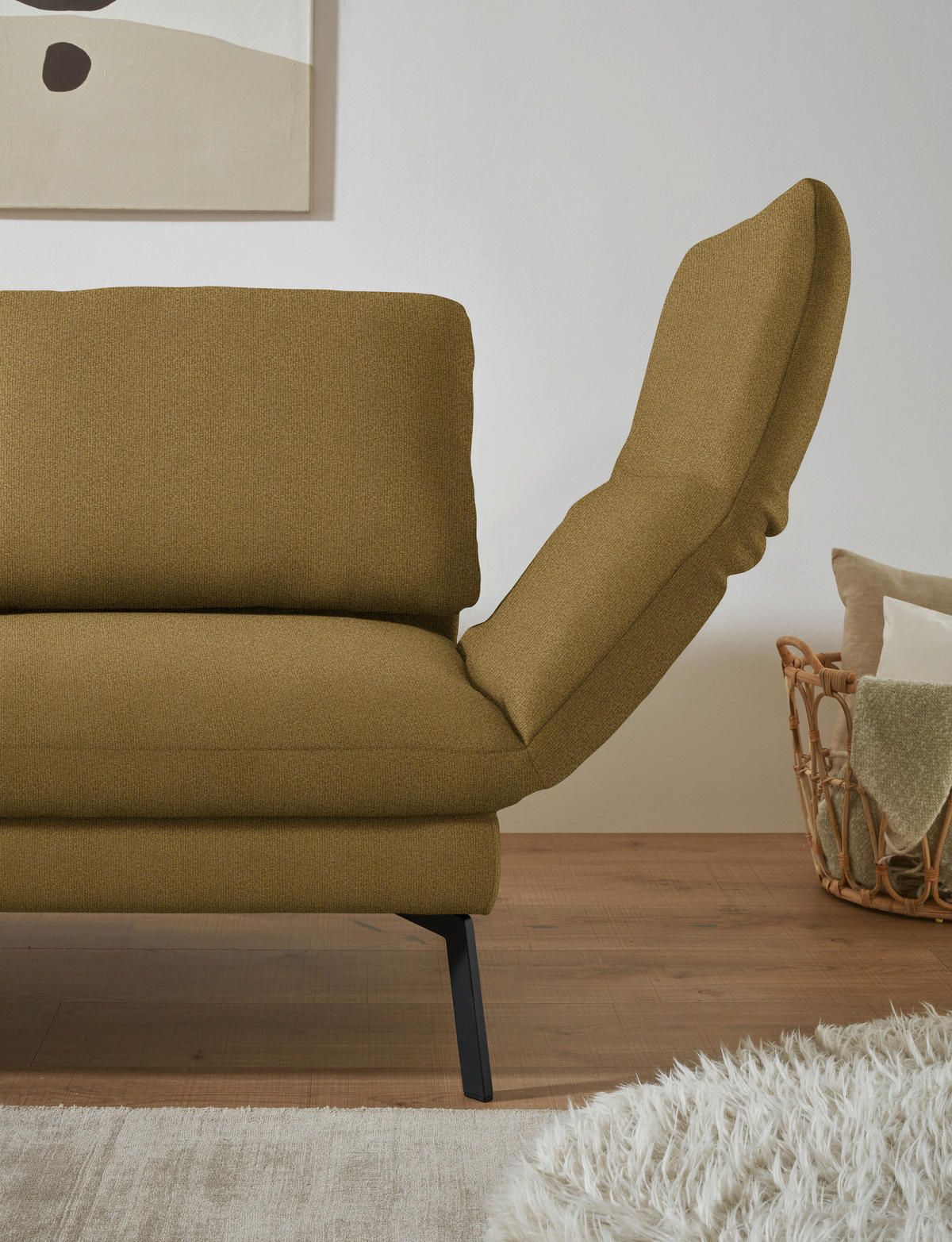ECKSOFA  in Flachgewebe Schilfgrün  175-224/255-365 cm  - Schilfgrün/Schwarz, Design, Textil/Metall (175-224/255-365cm) - Dieter Knoll