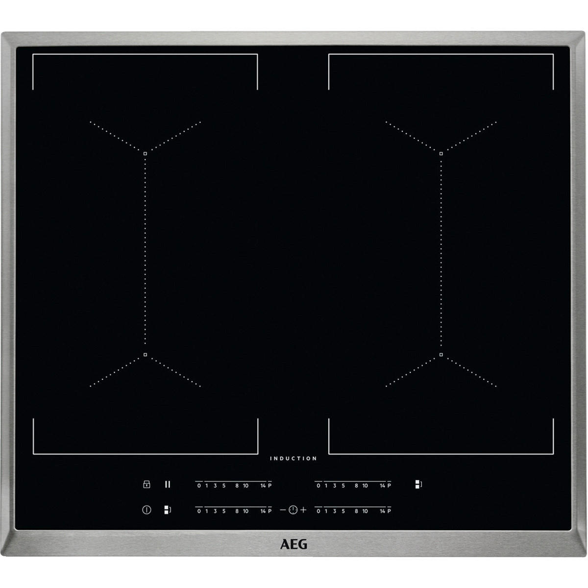 INDUKTIONSKOCHFELD IKE64450XB  - Edelstahlfarben/Schwarz, Basics, Glas/Metall (57,6/51,6cm) - AEG