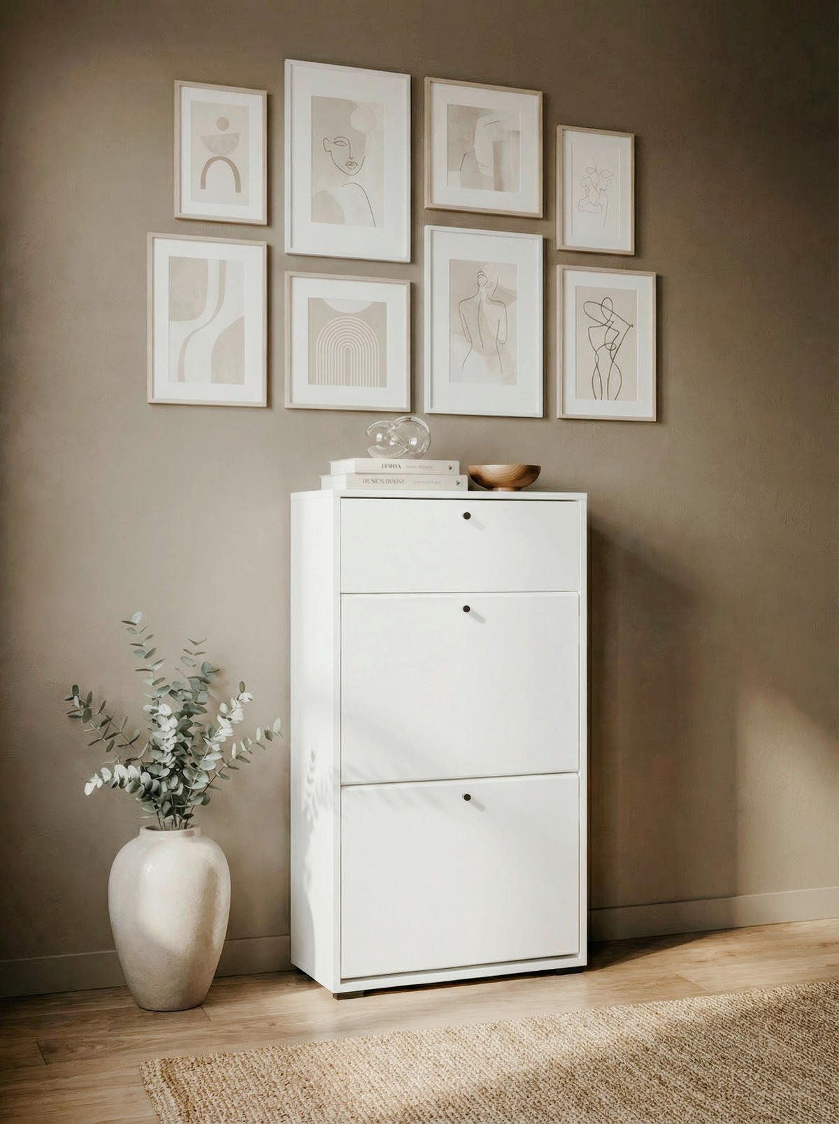 SCHUHKIPPER  in 58/111/25 cm  - Schwarz/Weiß, Design, Holzwerkstoff/Kunststoff (58/111/25cm) - MID.YOU