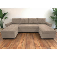 WOHNLANDSCHAFT TERMOLI in Cord Taupe  - Taupe/Schwarz, Design, Kunststoff/Textil (155/296/155cm) - MID.YOU