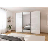 SCHWEBETÜRENSCHRANK in Weiss  - Weiss/Alufarben, Konventionell, Glas/Holzwerkstoff (301/223/68cm) - Novel