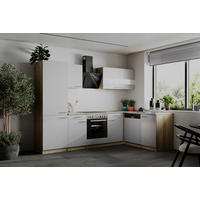 HÖRNKÖK 280/172 cm  i vit  - stålfärgad/vit, Basics, metall/trämaterial (280/172cm) - Respekta