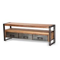 LOWBOARD  160/55/40 cm 3 Schublade(n)  - Schwarz/Naturfarben, Design, Holz/Metall (160/55/40cm) - MID.YOU