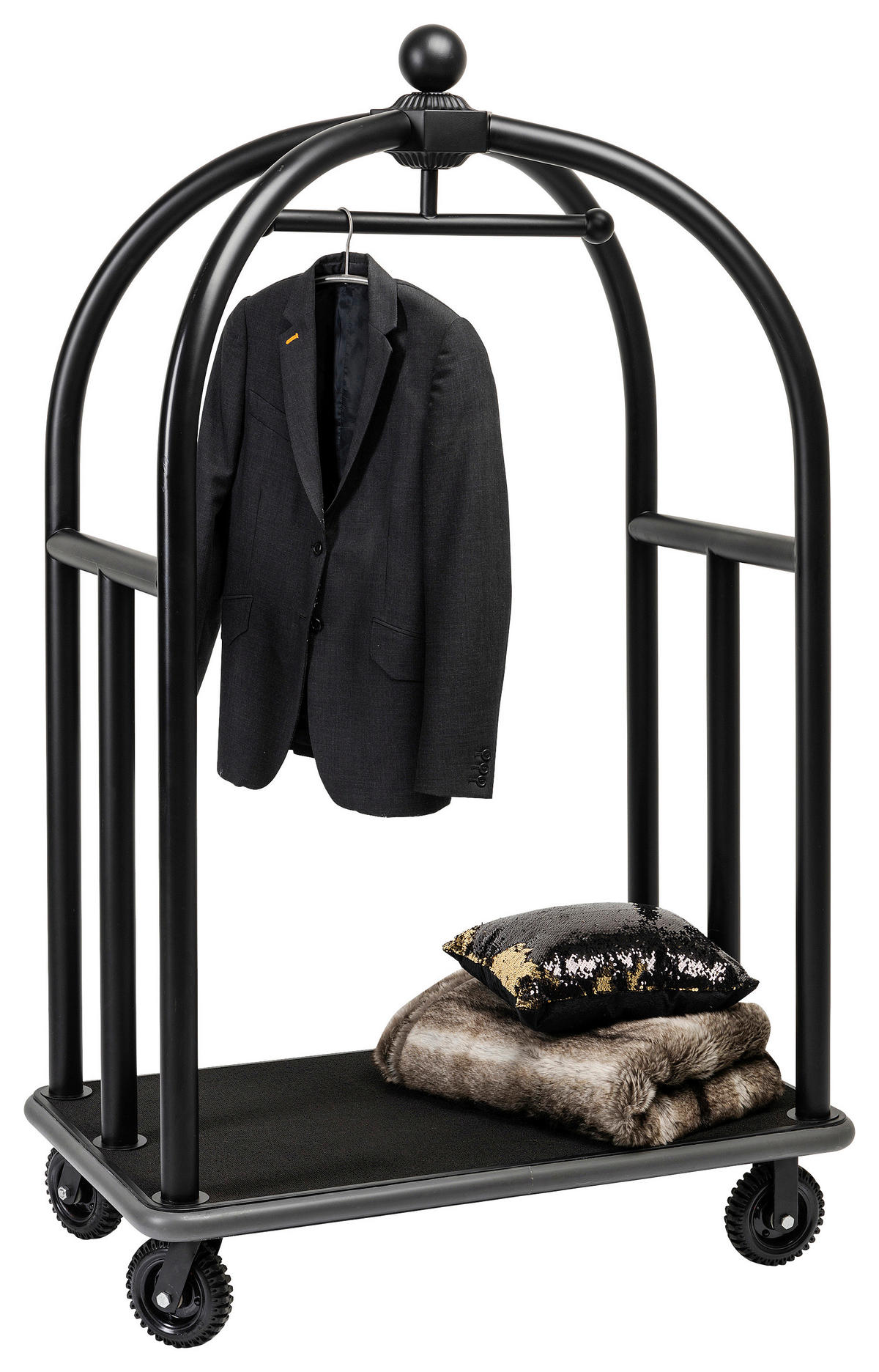 KLEIDERWAGEN in Schwarz 105/186/62 cm   - Schwarz, Trend, Holzwerkstoff/Kunststoff (105/186/62cm) - Kare-Design