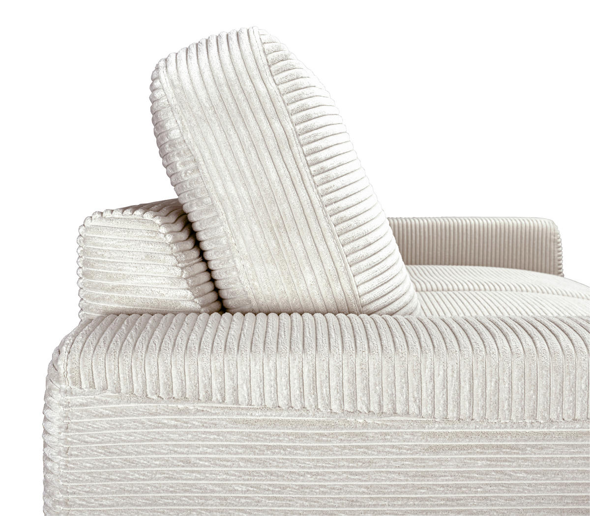 ECKSOFA Naturfarben Cord Rückenkissen, Bettkasten, Schlaffunktion, Rücken echt, Liegefläche im Originalstoff  - Schwarz/Naturfarben, KONVENTIONELL, Textil/Metall (150/240cm) - Carryhome