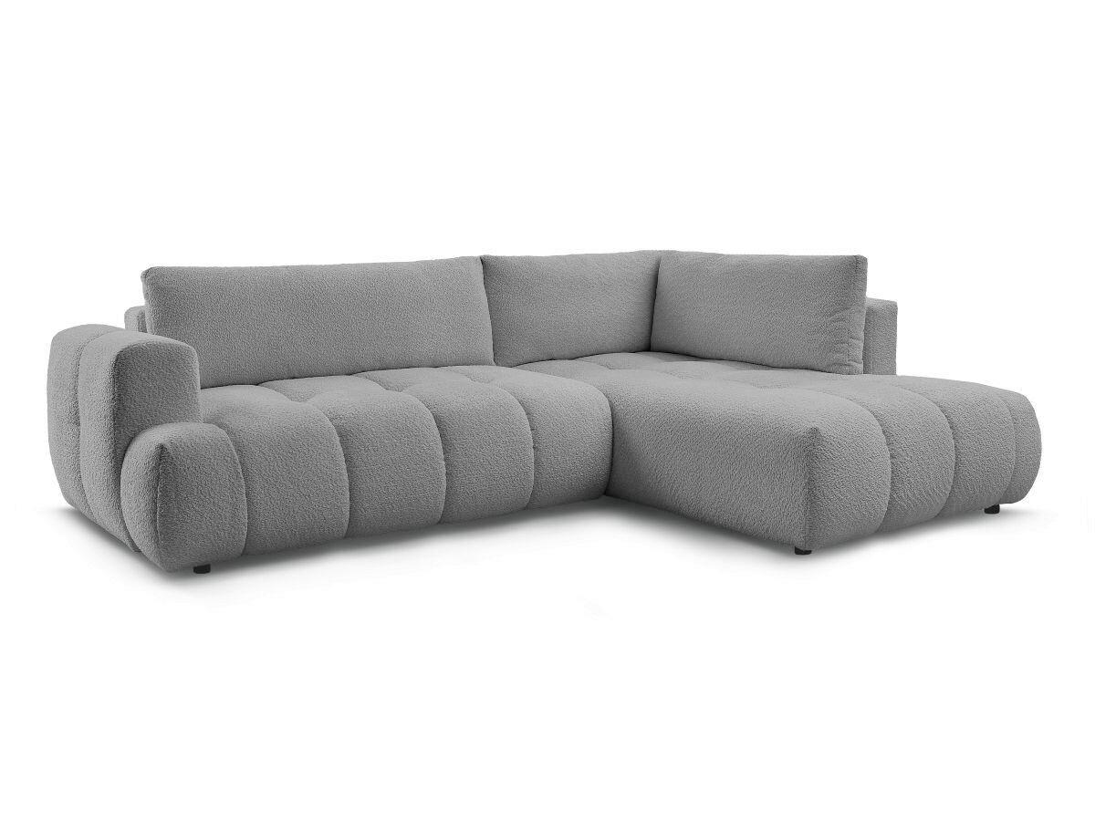 ECKSCHLAFSOFA FUJI Bouclé Dunkelgrau  inkl.  - Dunkelgrau/Schwarz, MODERN, Kunststoff/Textil (282/204cm)