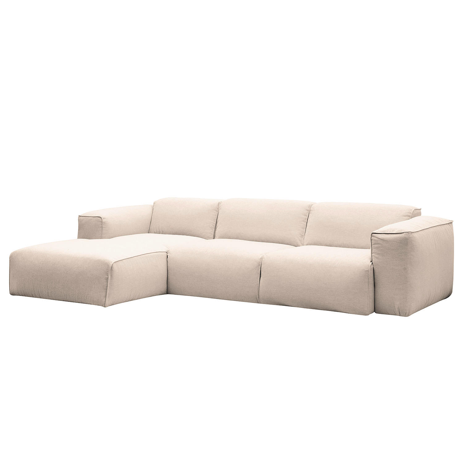 ECKSOFA in Webstoff Beige  171/290 cm  - Beige/Schwarz, Design, Kunststoff/Textil (171/290cm) - home24