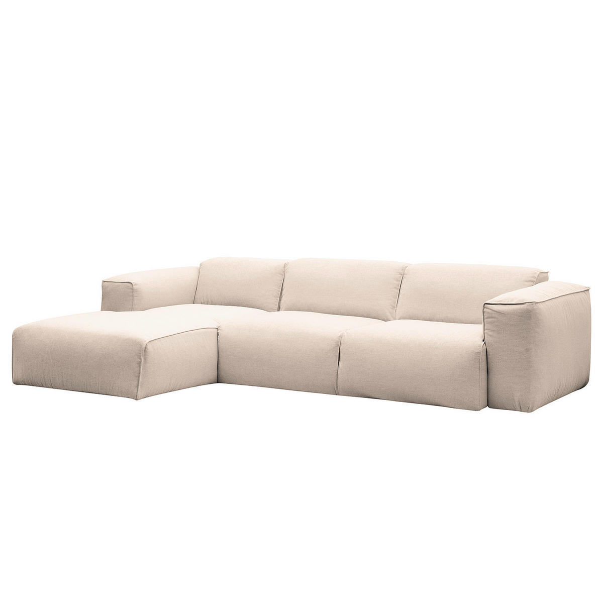 ECKSOFA Beige Webstoff  - Beige/Schwarz, Design, Kunststoff/Textil (171/290cm) - home24