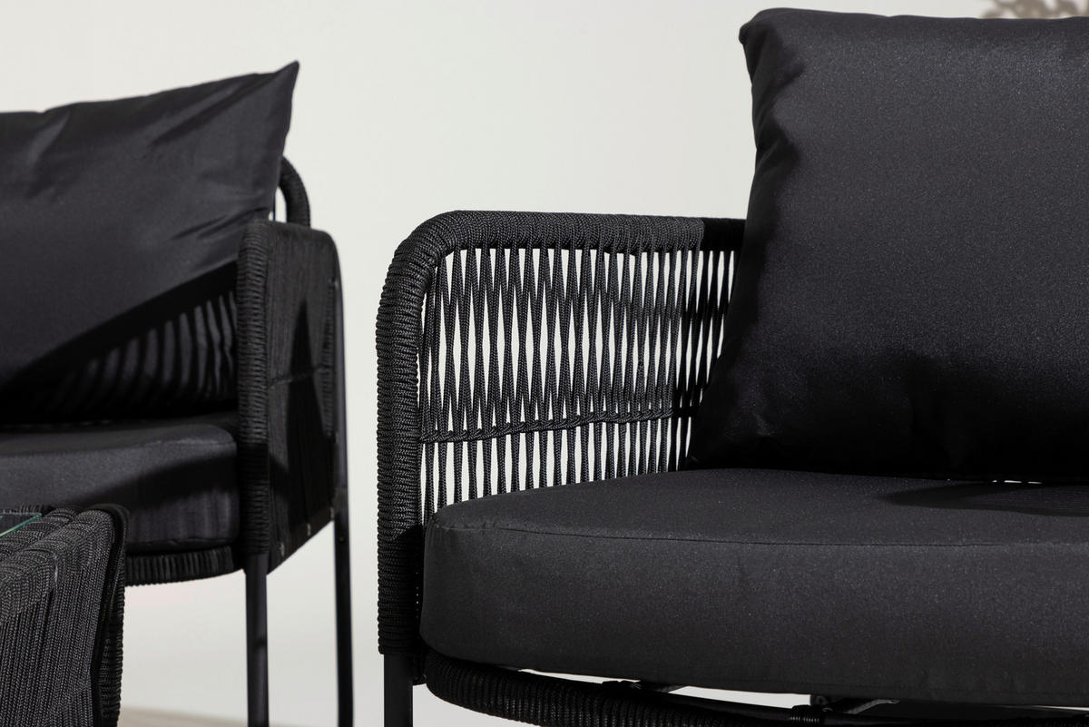 LOUNGEGRUPP 4 delar  - svart, Klassisk, metall/textil - Gardenson