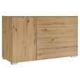 KOMMODE , 120/77/40 cm, 4 Schublade(n)  - Alufarben/Eiche Artisan, Basics, Holzwerkstoff/Kunststoff (120/77/40cm) - Moderano