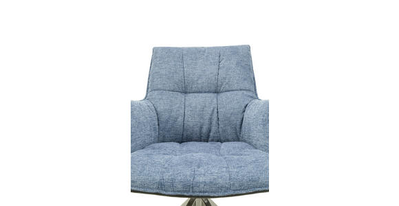 ARMLEHNSTUHL in Edelstahl Mikrofaser, Leinenoptik - Blau/Edelstahlfarben, Design, Textil/Metall (59/89,5/63cm) - Novel