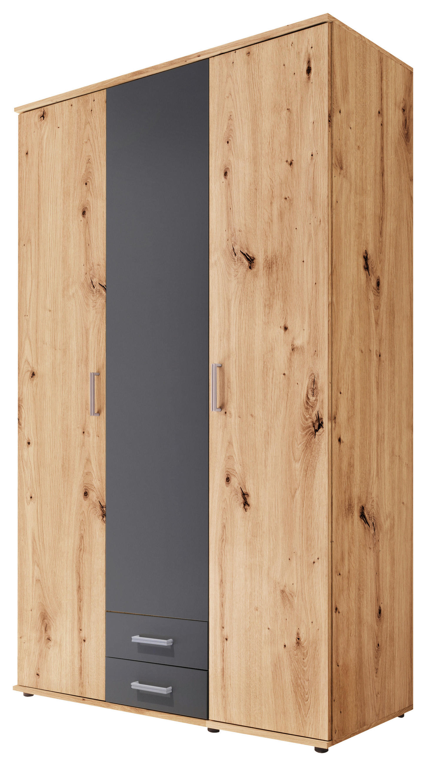 OMARA S KLASIČNIMI VRATI, barve grafita, hrast artisan  - barve aluminija/barve grafita, Moderno, umetna masa/leseni material (120/196,3/53,5cm) - Carryhome