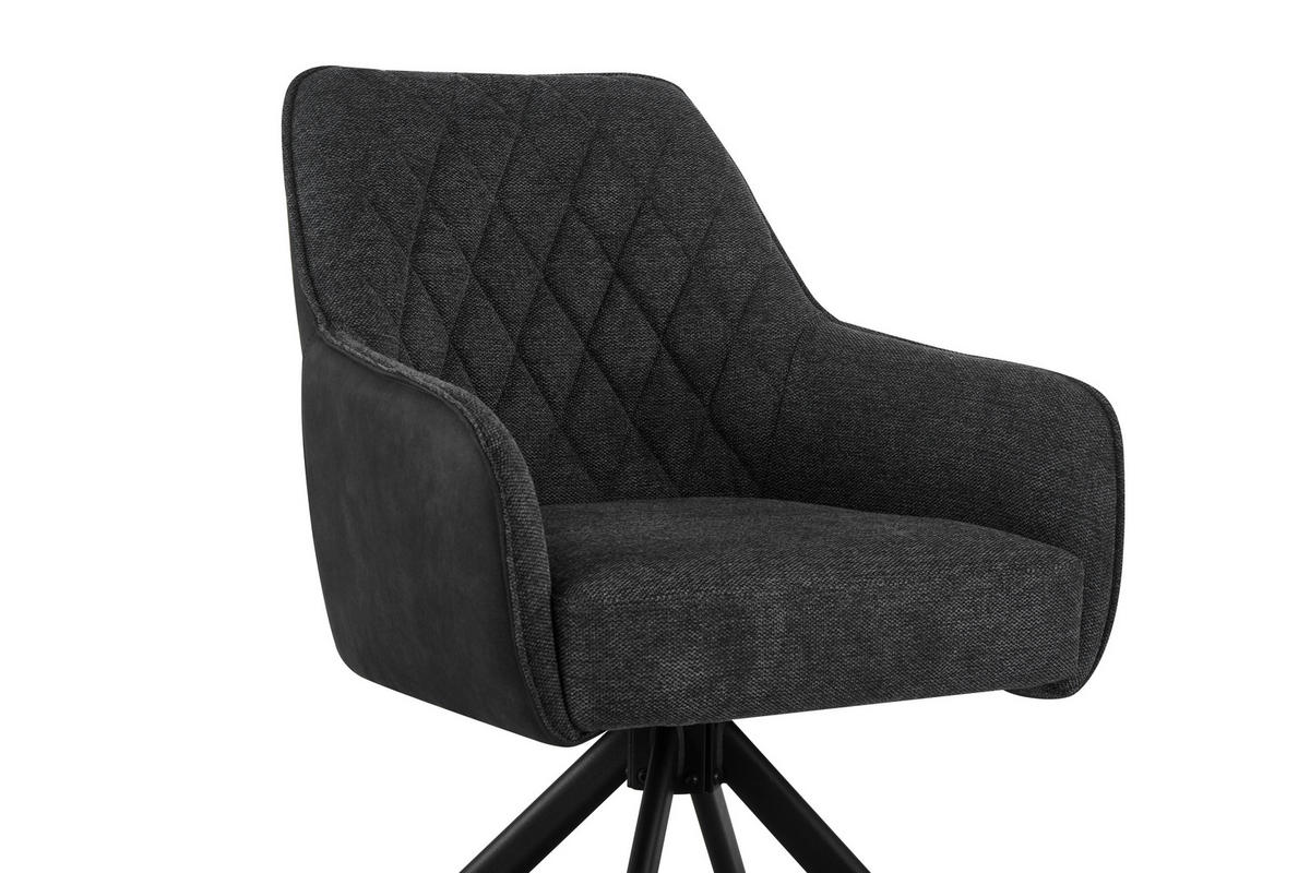 ARMLEHNSTUHL  in Eisen Webstoff, Leinenoptik  - Schwarz/Grau, KONVENTIONELL, Holz/Textil (57/84/63cm) - Livetastic