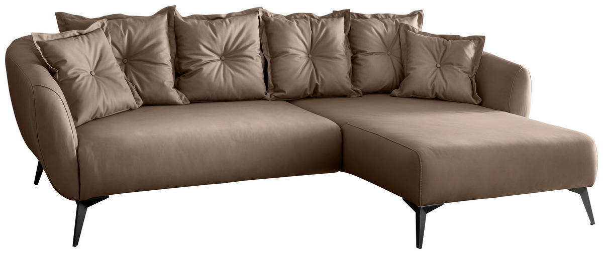 ECKSOFA in Lederlook Braun  - Schwarz/Braun, Modern, Textil/Metall (277/162cm) - Livetastic