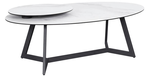 COUCHTISCH ESG 130/70/48 cm oval Anthrazit, Weiß  - Anthrazit/Weiß, Design, Glas/Keramik (130/70/48cm) - Dieter Knoll