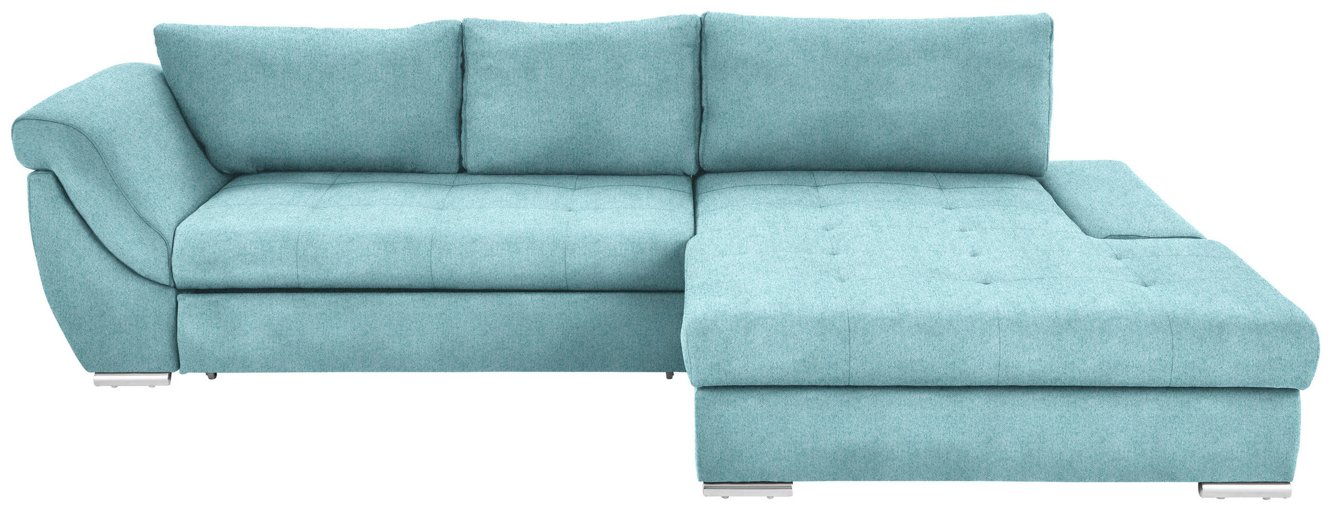 ECKSOFA Flachgewebe Türkis  - Türkis/Silberfarben, Design, Textil/Metall (306/174cm) - MID.YOU