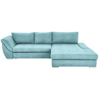 ECKSOFA Flachgewebe Türkis  - Türkis/Silberfarben, Design, Textil/Metall (306/174cm) - MID.YOU