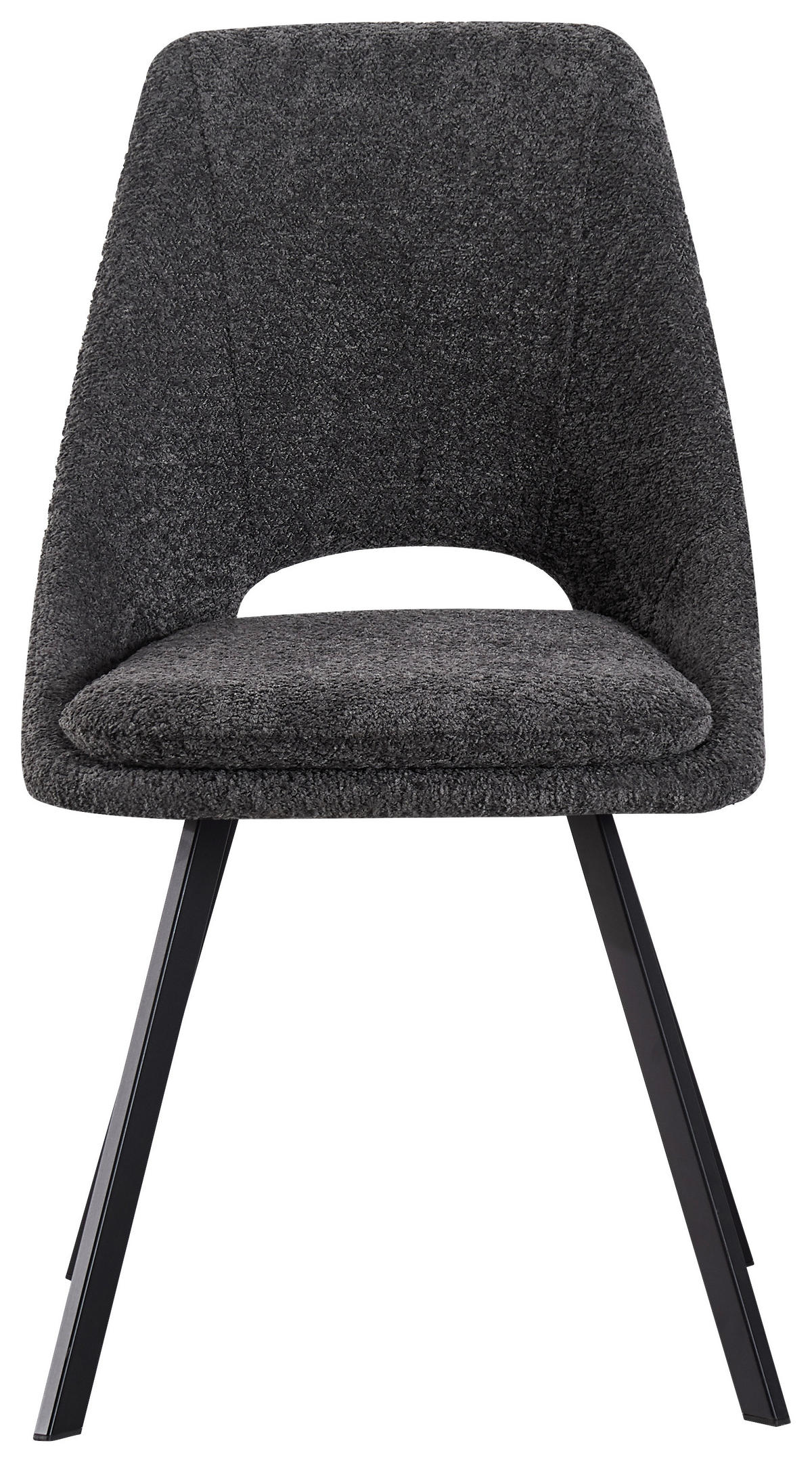 STUHL Teddystoff Dunkelgrau Pappel Sperrholz  - Dunkelgrau/Schwarz, MODERN, Holz/Textil (46/85,5/58cm) - MID.YOU