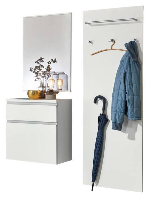 GARDEROBE 3-teilig in 130/195/31 cm - Silberfarben/Weiß, Design, Holzwerkstoff (130/195/31cm)