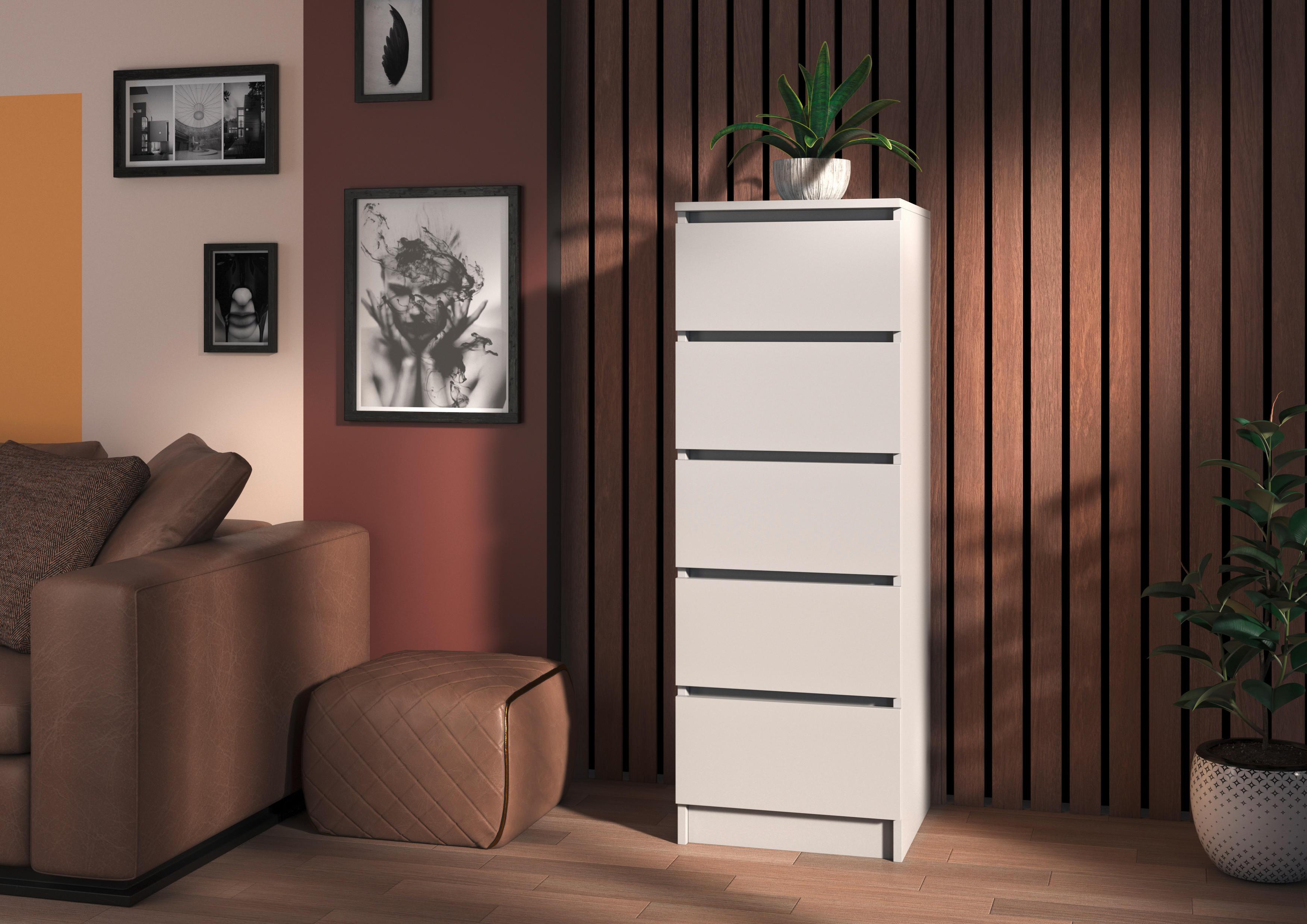 KOMODA   42/120/42 cm   bijela  - bijela, Design, drvni materijal (42/120/42cm)