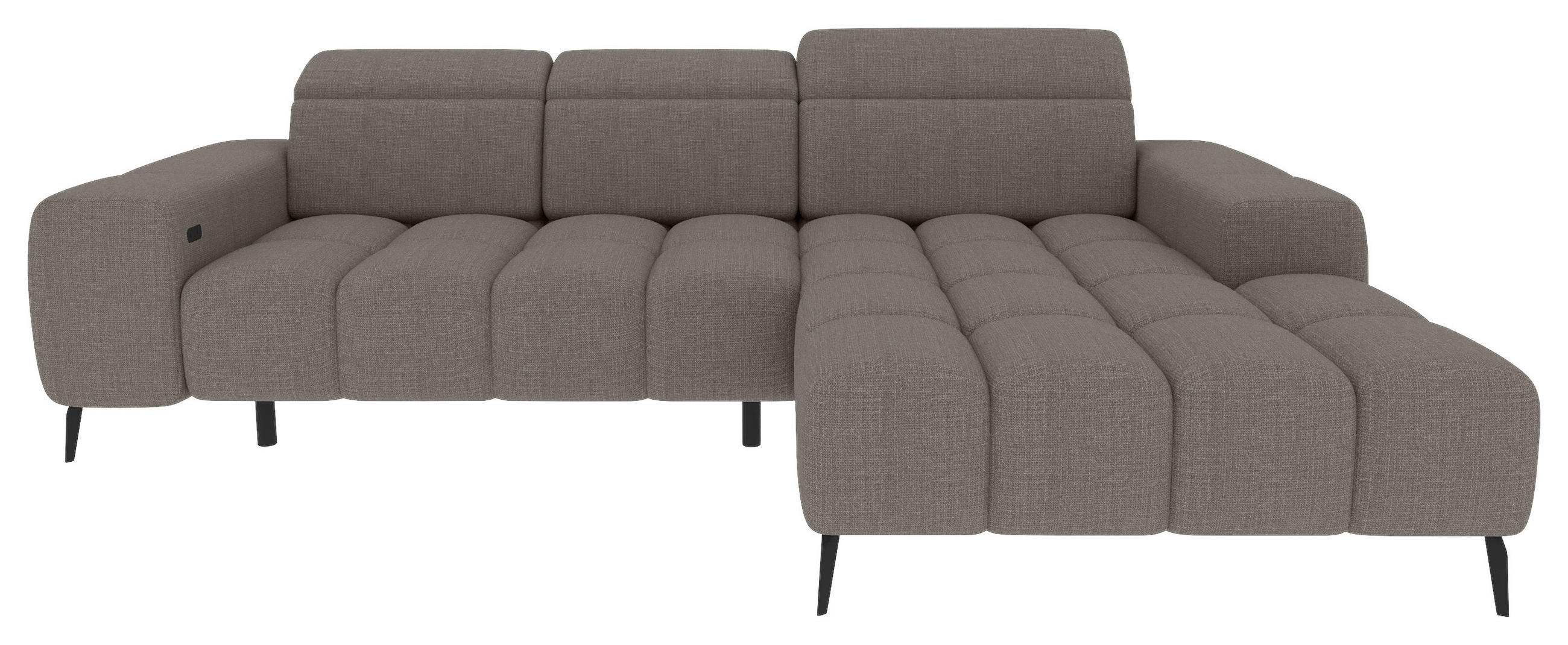 ECKSOFA Taupe Flachgewebe Rücken echt, Kopfteilverstellung, Sitztiefenverstellung  - Taupe/Schwarz, KONVENTIONELL, Kunststoff/Textil (273/171cm) - Carryhome