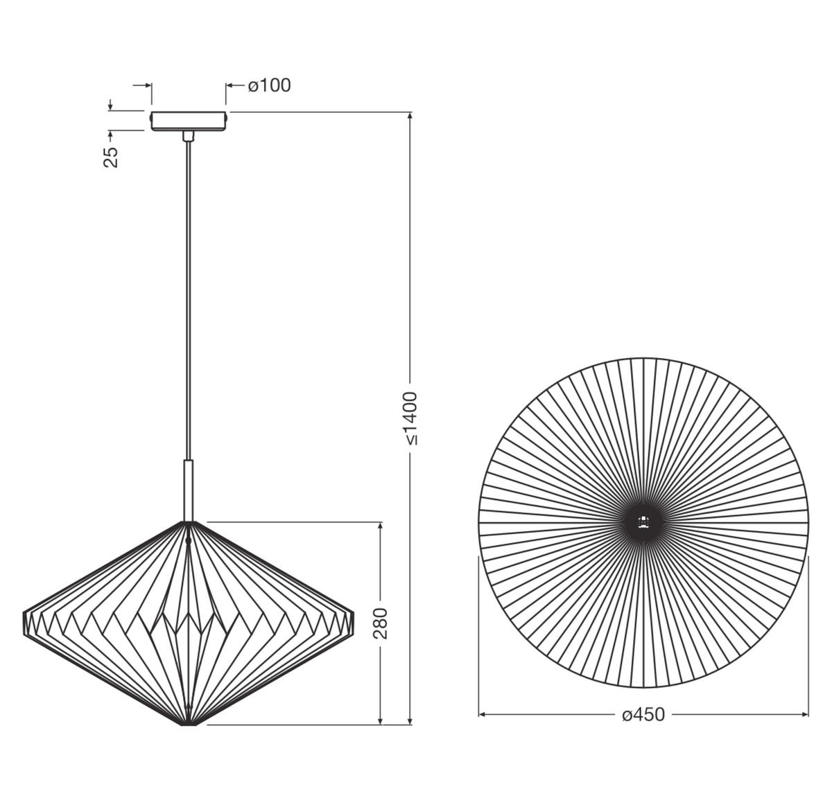 HÄNGELEUCHTE 45/140 cm  - Weiß, Basics, Papier/Metall (45/140cm) - Osram