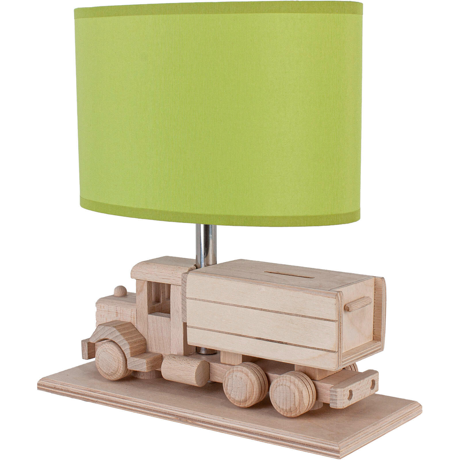 XXXLutz Kindertischleuchte Lkw mit Spardose Grün, Natur 14x27x32 cm