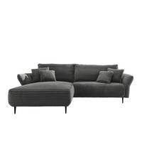 ECKSOFA in Cord Anthrazit  - Anthrazit/Schwarz, Design, Textil/Metall (178/264-302cm) - Livetastic