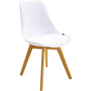 STUHL Lederlook Kautschukholz massiv Eichefarben, Weiß - Eichefarben/Weiß, LIFESTYLE, Holz/Kunststoff (48/84/53cm) - XORA