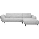 ECKSOFA Hellgrau Chenille Armlehnenkissen, Rücken echt, Sitztiefenverstellung  - Hellgrau/Schwarz, KONVENTIONELL, Textil/Metall (313/215cm) - Hom`in