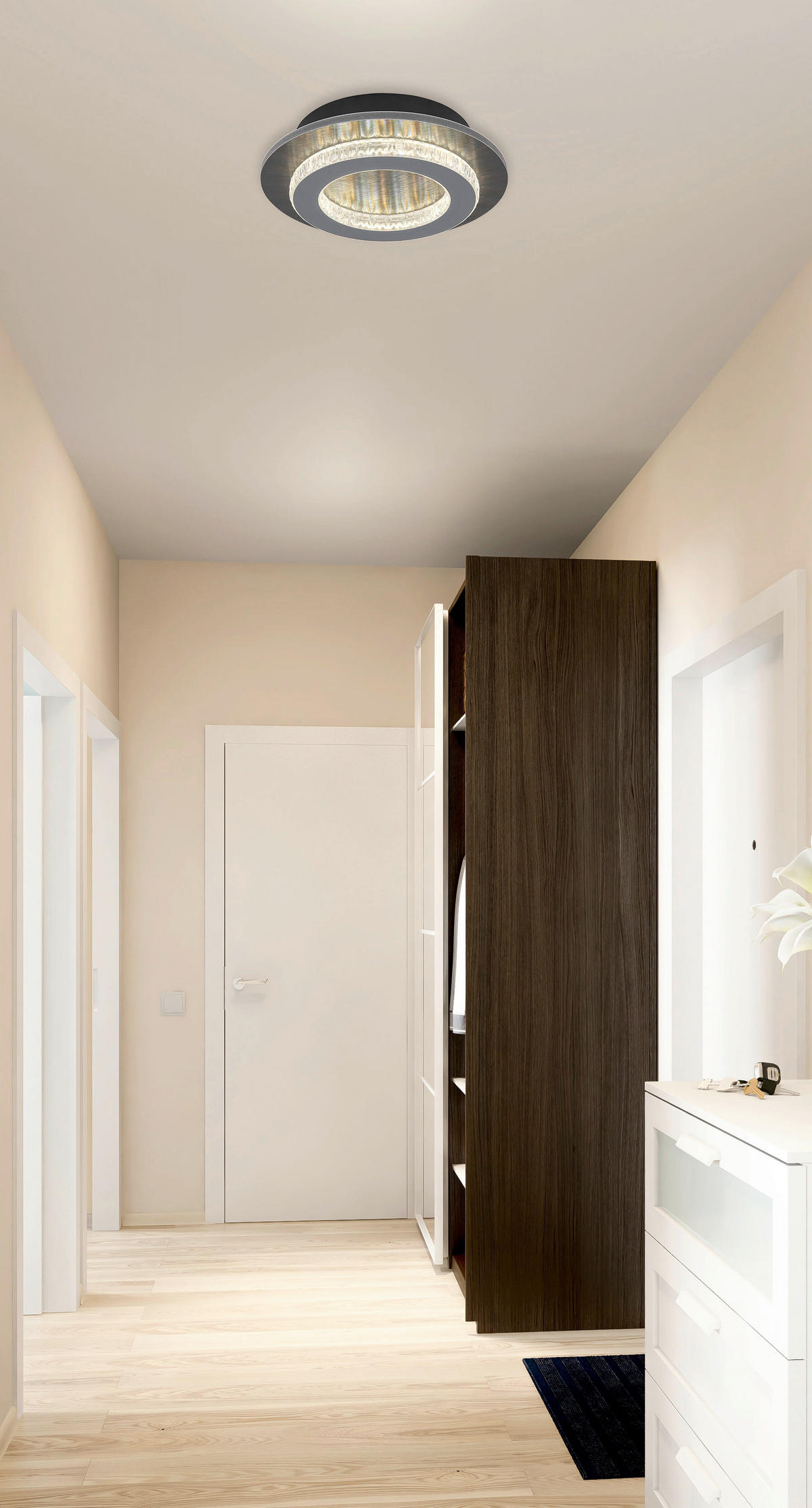 LED-DECKENLEUCHTE 20/5,5 cm   - Klar/Anthrazit, Design, Kunststoff/Metall (20/5,5cm) - Globo