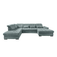 WOHNLANDSCHAFT in Chenille Blau  - Blau/Schwarz, Modern, Textil/Metall (252/387/184cm) - Livetastic