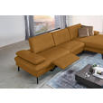 ECKSOFA in Echtleder Currygelb  - Currygelb/Schwarz, Design, Leder/Metall (325/157cm) - Dieter Knoll