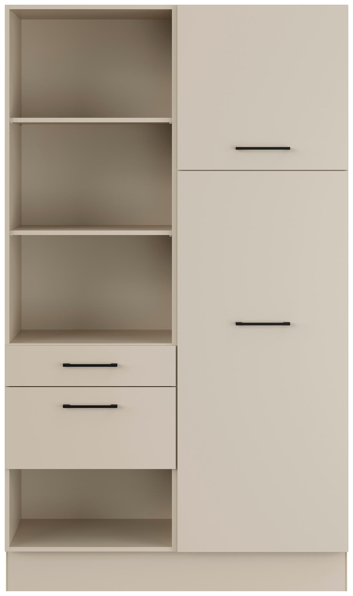 MEHRZWECKSCHRANK 120/206,2/58 cm  - Hellgrau/Schwarz, Basics, Holzwerkstoff/Metall (120/206,2/58cm) - Impuls