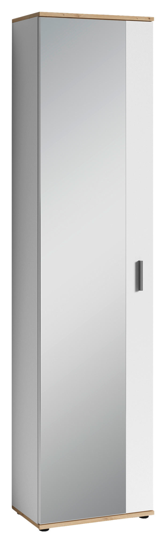 GARDEROBENSCHRANK Jakob  in 49/196/30 cm  - Silberfarben/Weiß, MODERN, Holzwerkstoff/Kunststoff (49/196/30cm) - MID.YOU