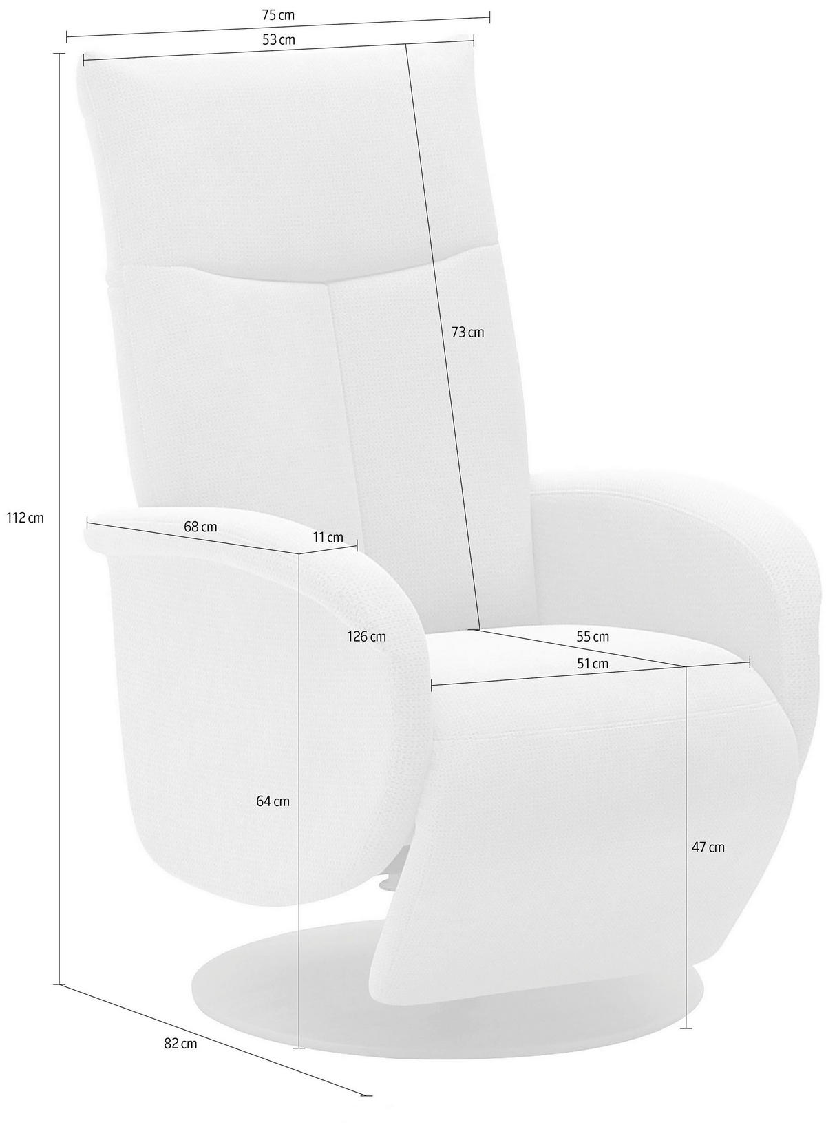 RELAXSESSEL Flachgewebe Kopfteilverstellung, Rücken echt    - Eichefarben/Creme, KONVENTIONELL, Holzwerkstoff/Textil (75/112/82cm) - Sit & More