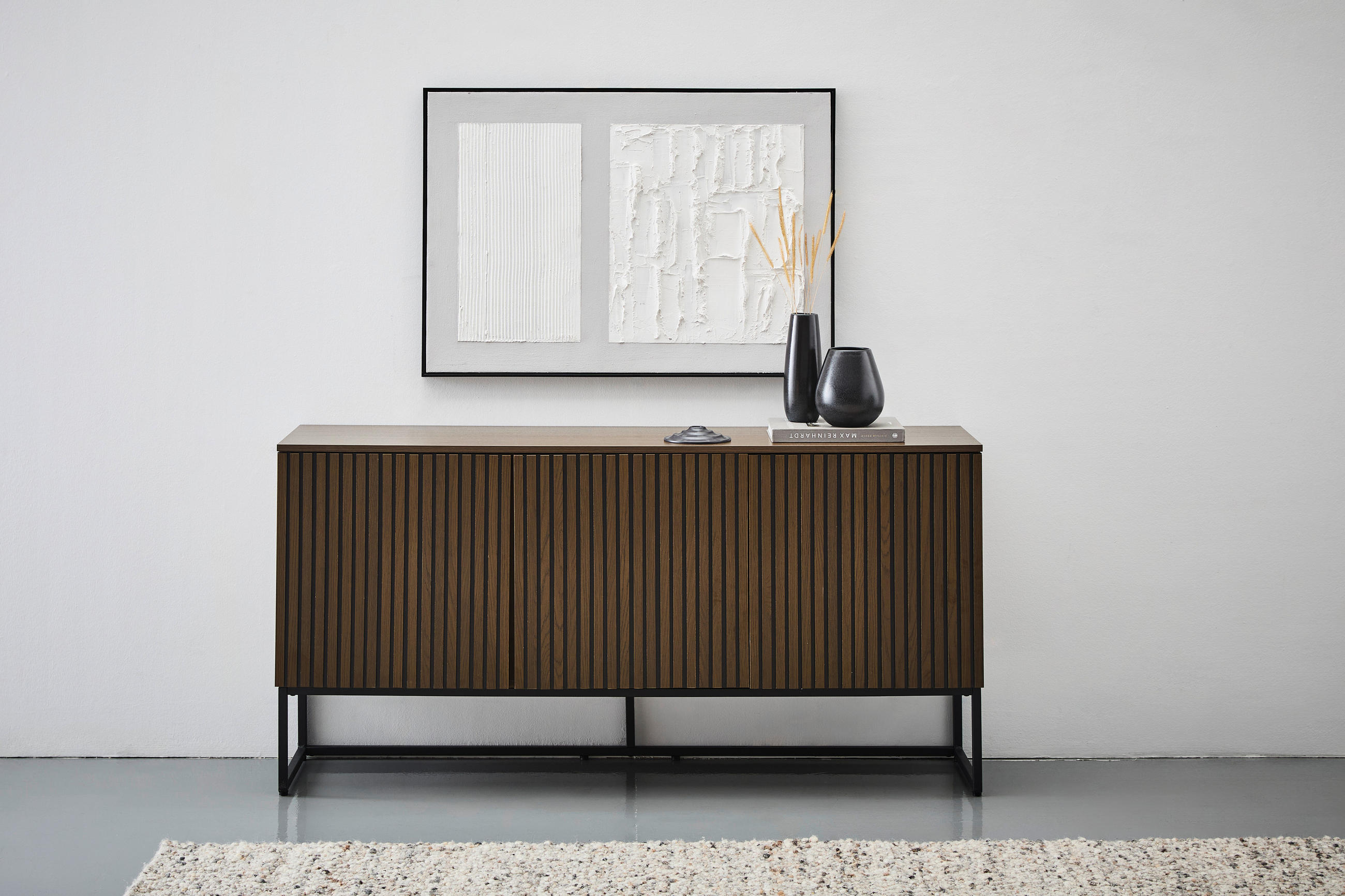 SIDEBOARD 160/80/40 cm  in Eiche dunkel  - Eiche dunkel/Schwarz, MODERN, Holzwerkstoff/Metall (160/80/40cm) - Xora
