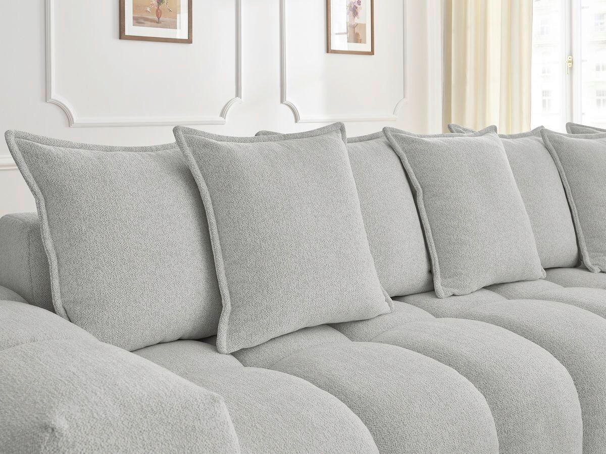 ECKSOFA Ottomane rechts  EVEREST Hellgrau Flachgewebe  - Hellgrau/Schwarz, MODERN, Kunststoff/Textil (352/210cm)