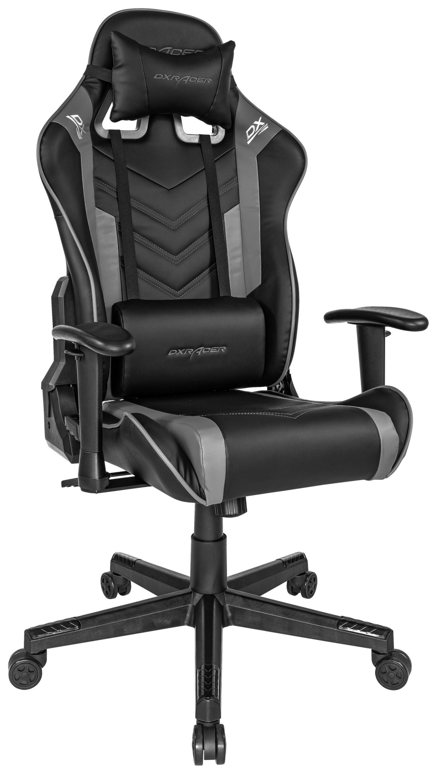 GAMINGSTUHL in Lederlook Grau, Schwarz - Schwarz/Grau, LIFESTYLE, Kunststoff/Textil (68/120/68cm) - Dxracer