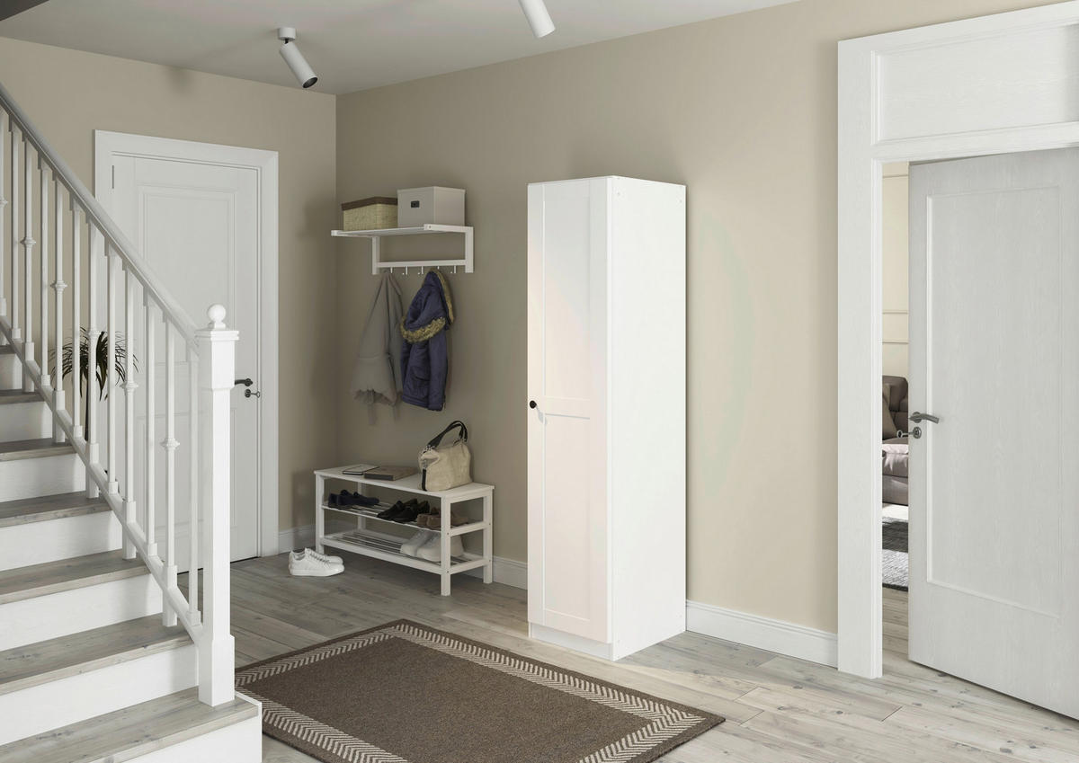 DREHTÜRENSCHRANK 47/197/54 cm,  in Weiß, 1-türig  - Alufarben/Weiß, KONVENTIONELL, Holzwerkstoff/Kunststoff (47/197/54cm) - home24