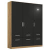 DREHTÜRENSCHRANK  in Eiche Artisan, Grau  - Chromfarben/Eiche Artisan, MODERN, Holzwerkstoff/Kunststoff (136/210/54cm) - Rauch Möbel