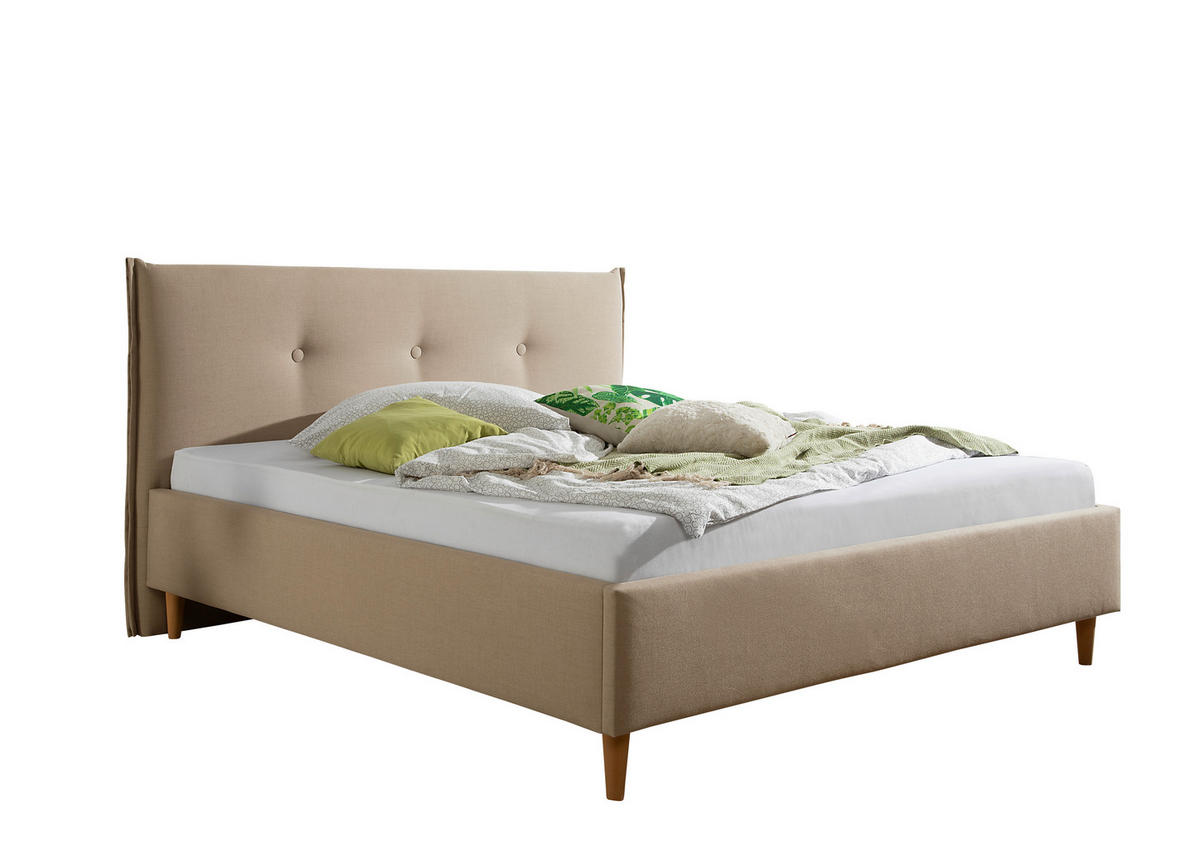 POLSTERBETT 180/200 cm,  in Beige,  - Beige/Naturfarben, MODERN, Holz/Textil (180/200cm) - Livetastic