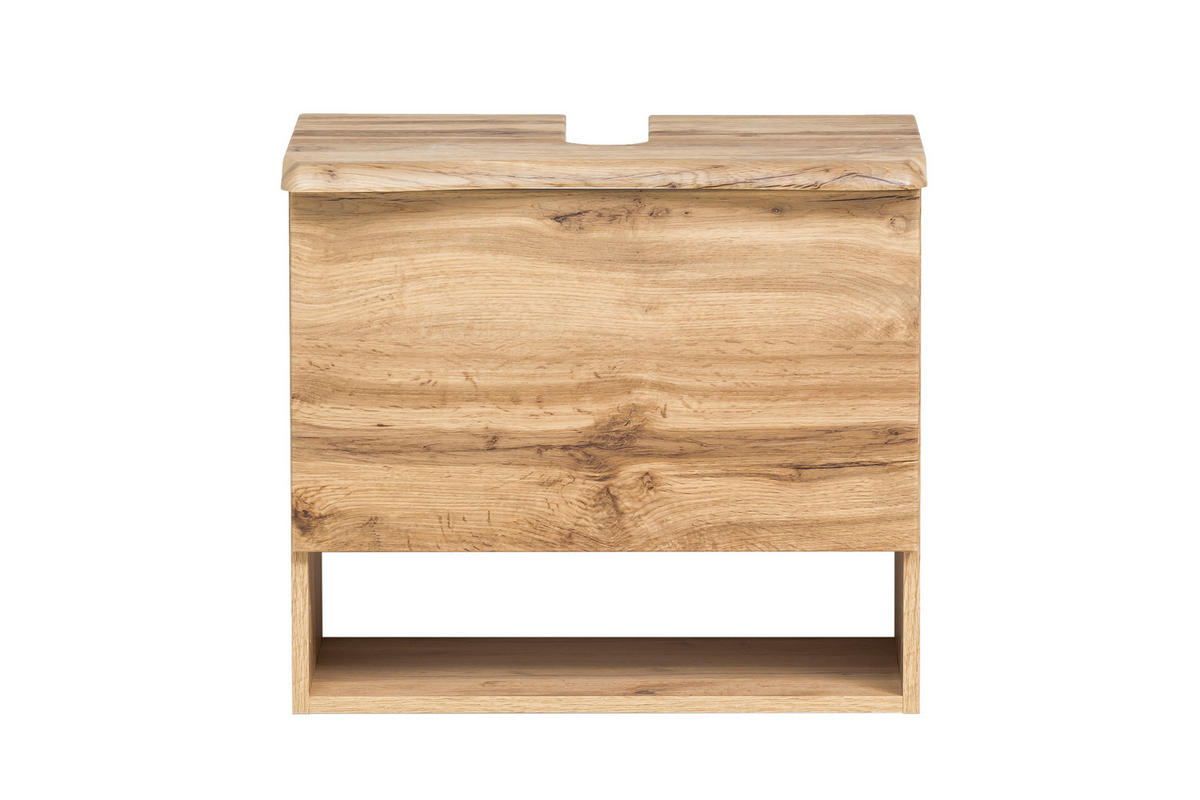 WASCHTISCHUNTERSCHRANK  - Eiche Wotan/Silberfarben, Natur, Holzwerkstoff/Kunststoff (61/55/40cm) - Xora