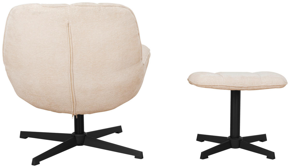 SESSELSET Samt    - Beige/Schwarz, Design, Textil/Metall (75/73/77cm) - Livetastic