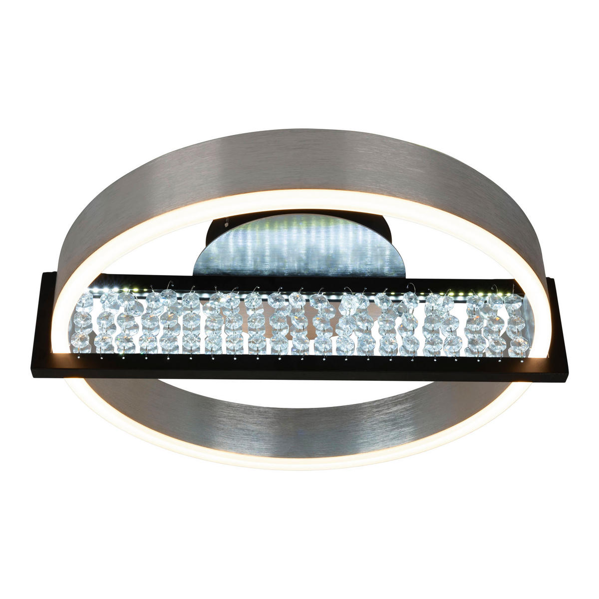 LED-DECKENLEUCHTE 53,2/50/13,7 cm   - Chromfarben/Schwarz, Design, Metall (53,2/50/13,7cm) - Näve