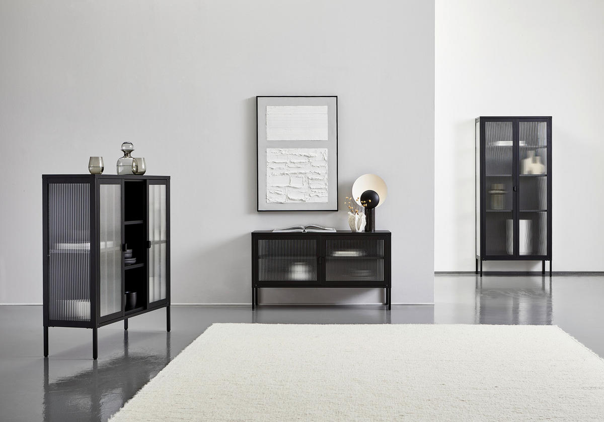 VITRINE in Schwarz  - Schwarz, Trend, Glas/Metall (80/180/35cm) - Xora